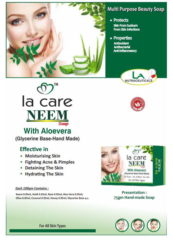 La Glow Soap with Aloevera, Neem, Tulsi - For All Skin Types - Pack of 4