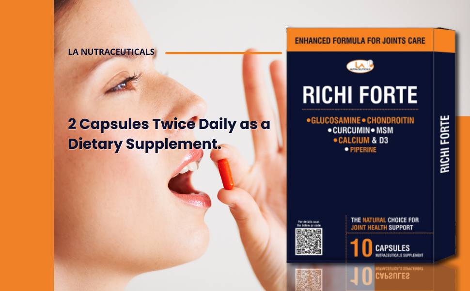 Richi Forte Capsules with Glucosamine and Chondroitin for Joint Mobility and Strong Bones