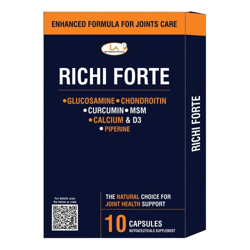 Richi Forte Capsules with Glucosamine and Chondroitin for Joint Mobility and Strong Bones