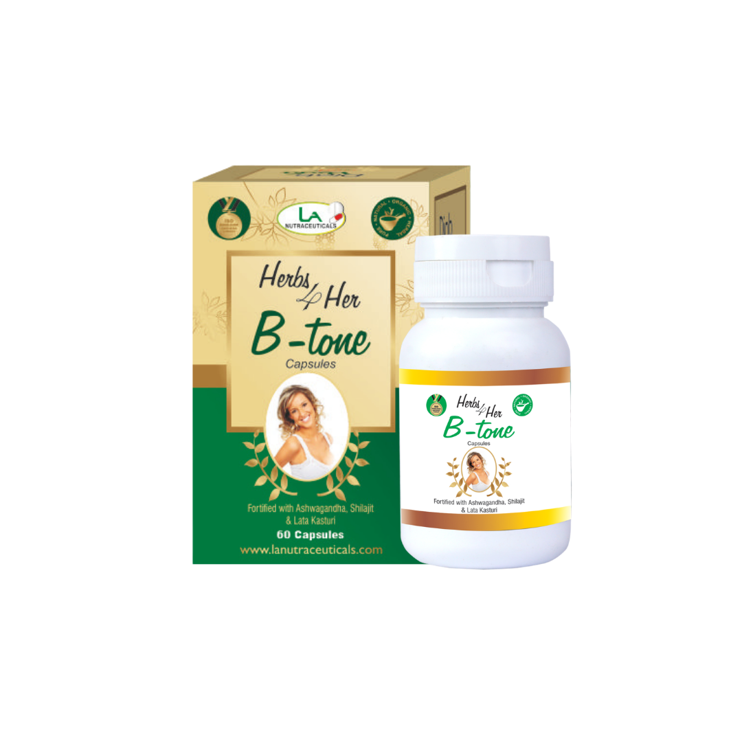 B Tone Capsules | Support Breast Fullness | Enhances Skin Elasticity | 60 Herbal Capsules