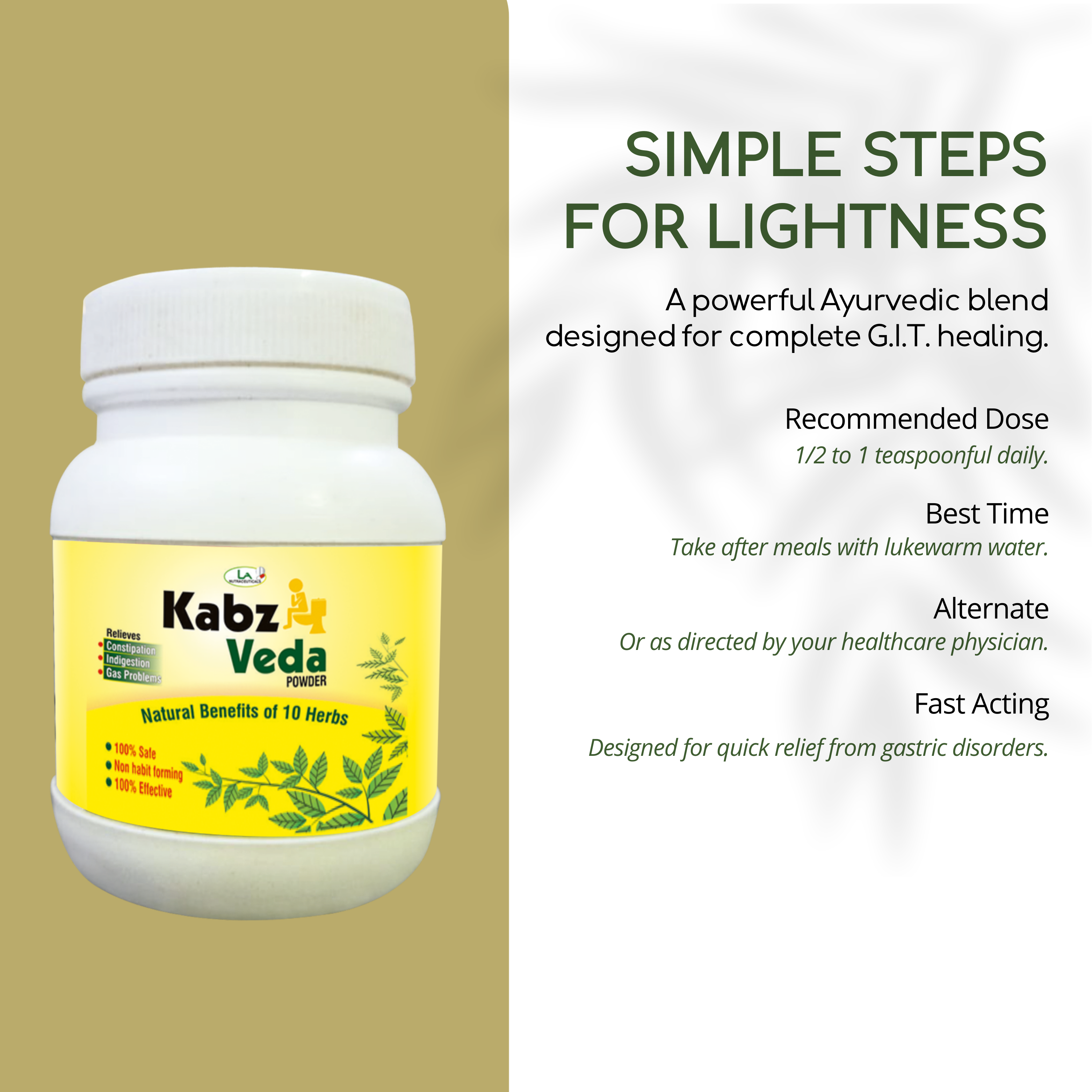 Kabz Veda Powder for Better Digestion and Gas Problems - 90 gm Powder
