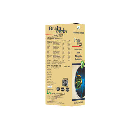 Brain Veda Syrup | Focus and Memory | Brahmi, Ashwagandha and Shankpushpi | 200ml