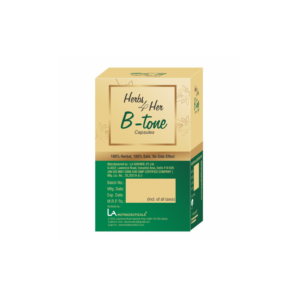 B Tone Capsules | Support Breast Fullness | Enhances Skin Elasticity | 60 Herbal Capsules