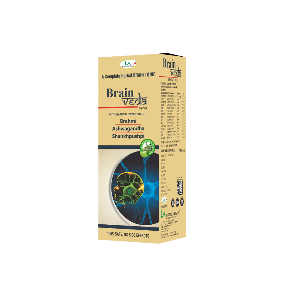 Brain Veda Syrup | Focus and Memory | Brahmi, Ashwagandha and Shankpushpi | 200ml