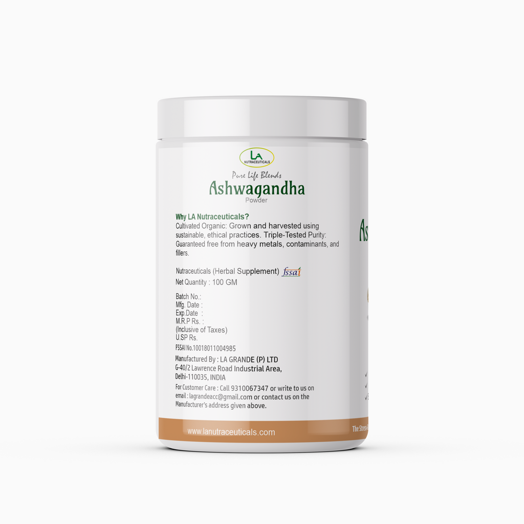 Cultivated Organic Ashwagandha Powder – Pure Life Blends by La Nutraceuticals