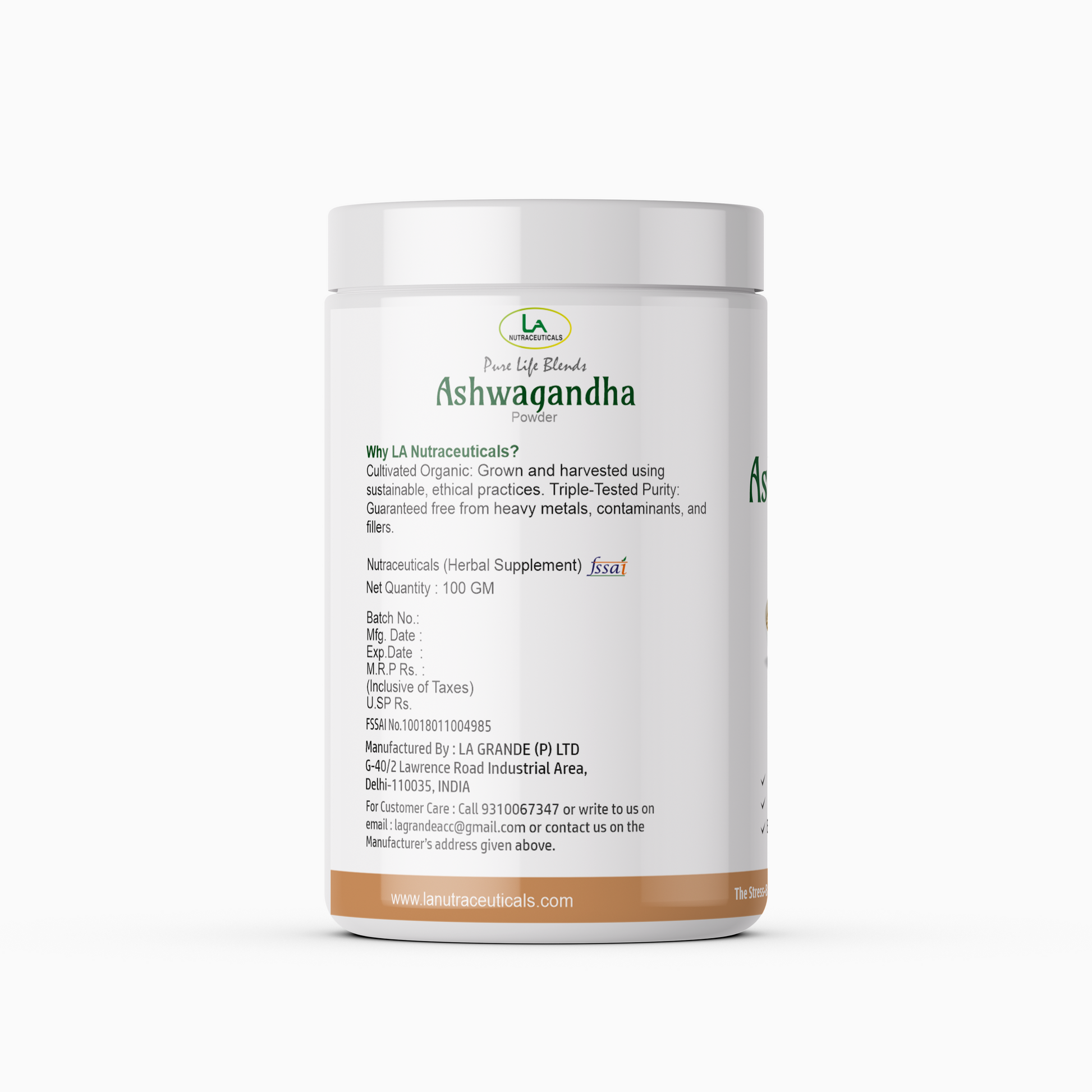 Cultivated Organic Ashwagandha Powder – Pure Life Blends by La Nutraceuticals