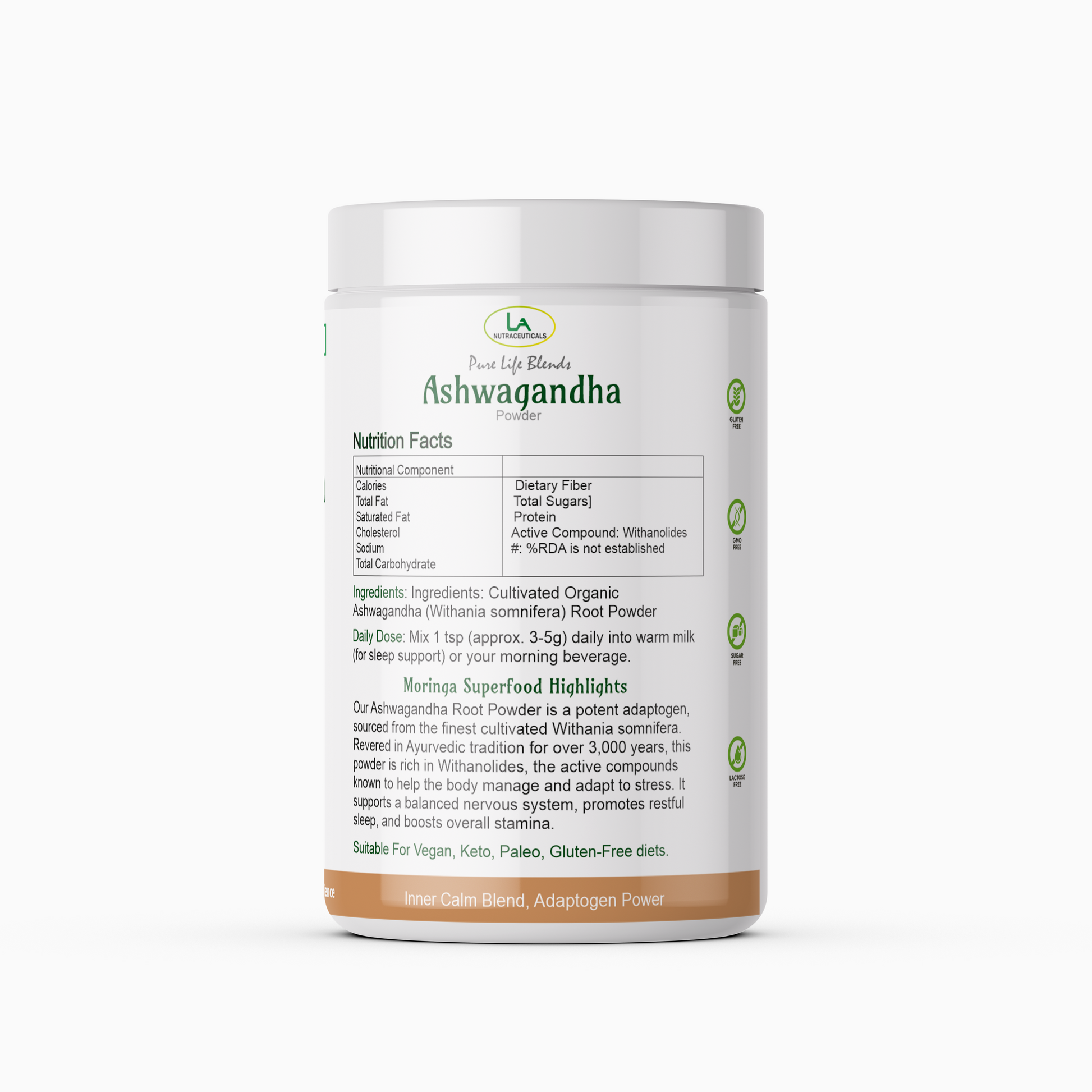 Cultivated Organic Ashwagandha Powder – Pure Life Blends by La Nutraceuticals