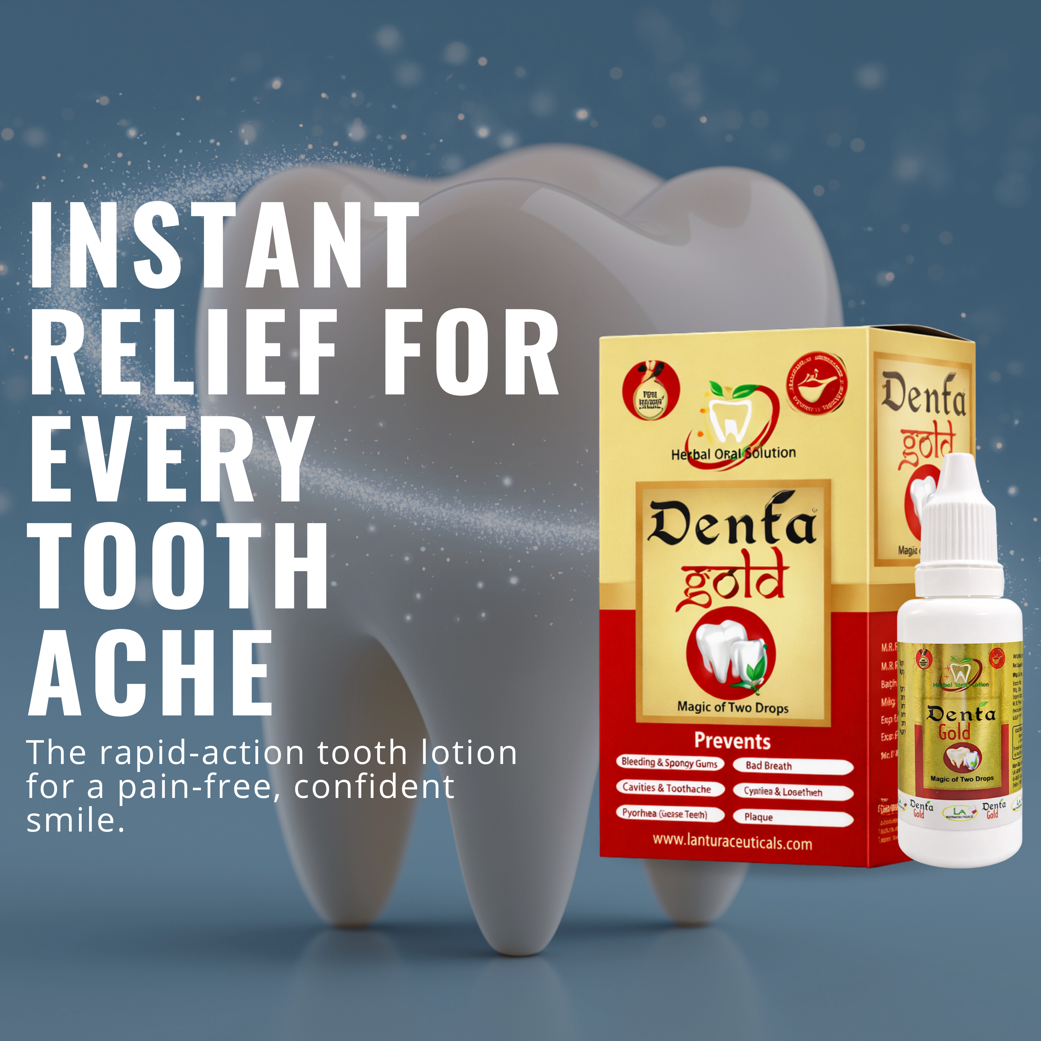 Denta Gold Herbal Tooth Lotion for Tooth Ache, Tooth Decay and Other Periodontal Diseases