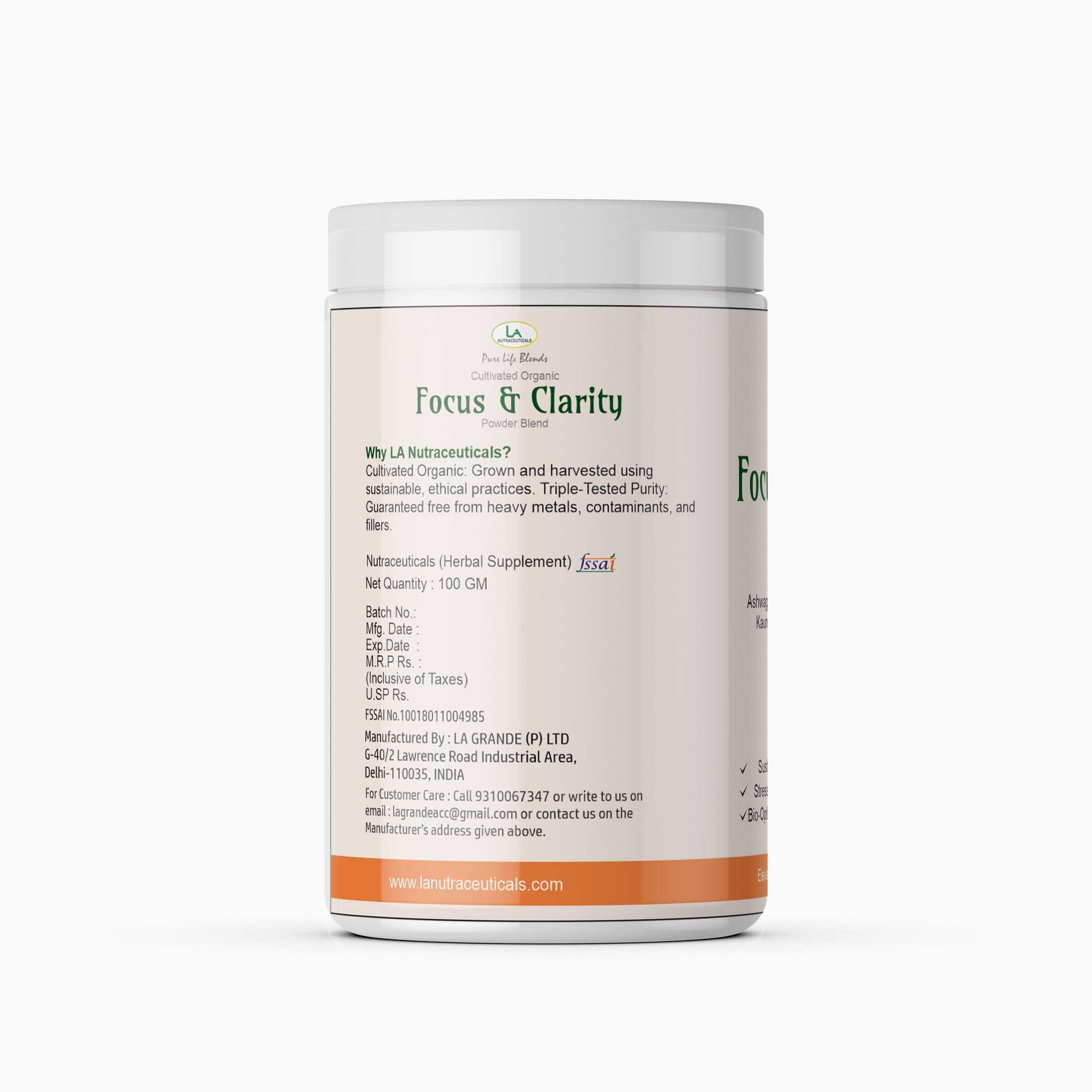 La Nutraceuticals Pure Life Blends Focus and Clarity Powder Blend (Nootropics)
