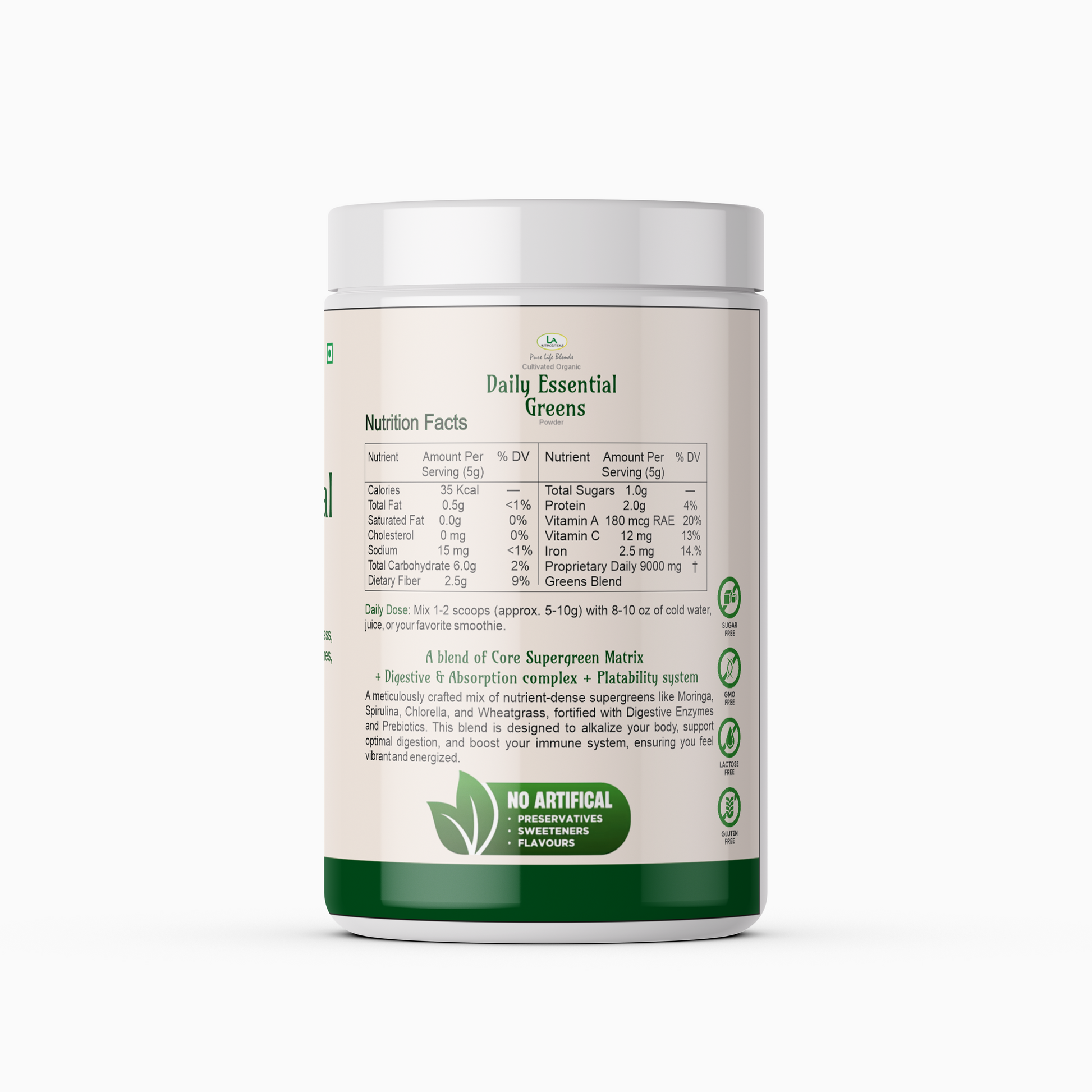La Nutraceuticals Pure Life Blends Daily Essential Greens Powder