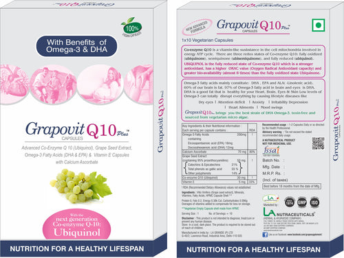 Grapovit Q10 Plus Capsules- Advanced Co-Enzyme Q10 (Ubiquinol)