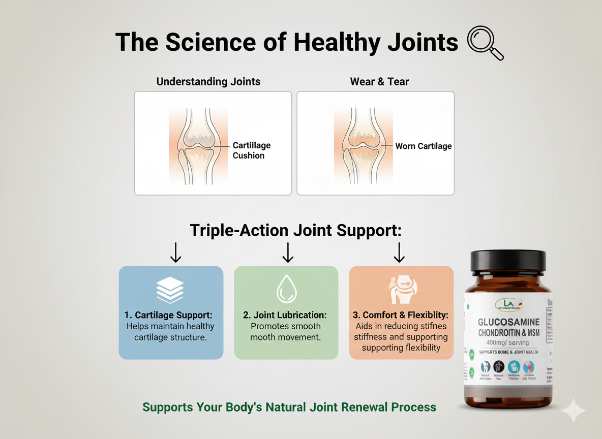 Glucosamine Choindroitin & MSM 400mg | Supports Bones and Joint Pain | 60 Capsules