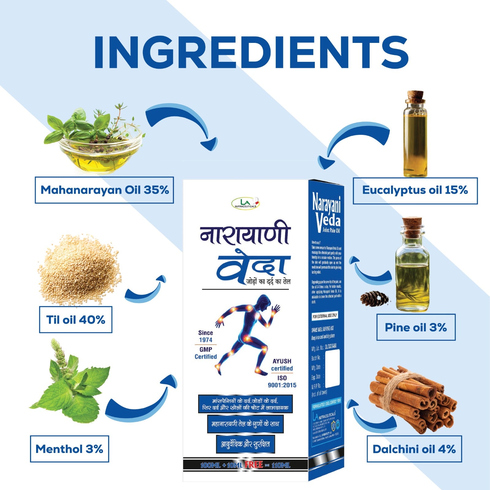 Narayani Veda Joint Pain Relief Oil 100ml | Pure Herbal Oil with 54+ ingredients