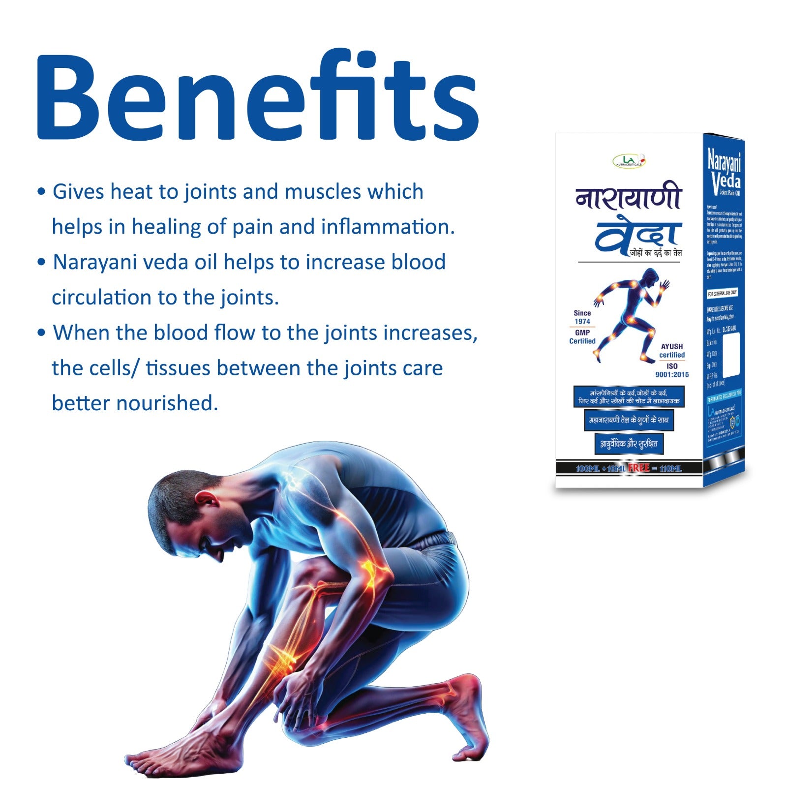 Narayani Veda Joint Pain Relief Oil 100ml | Pure Herbal Oil with 54+ ingredients