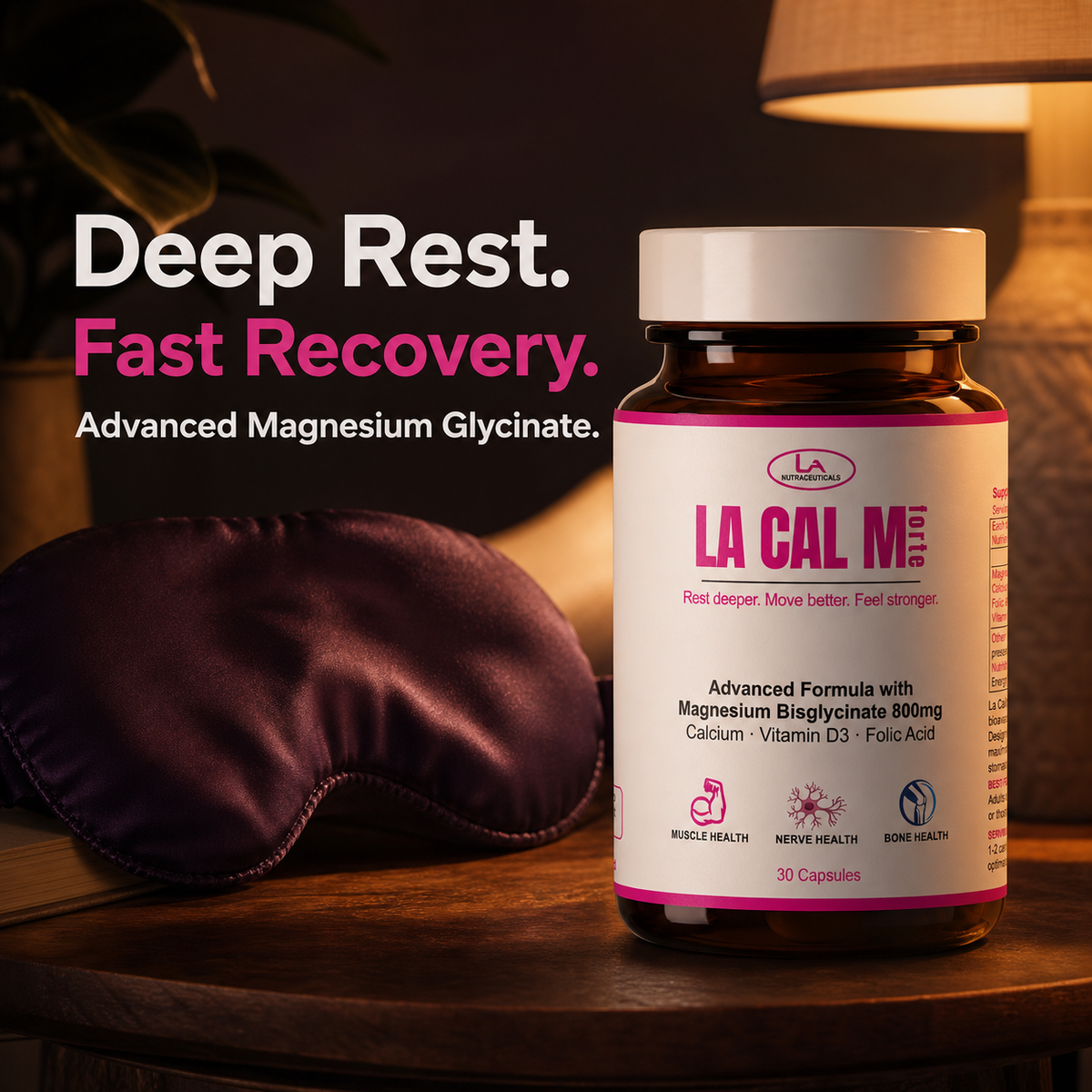 La-Cal M Forte | Magnesium Bisglycinate Supplement | 112mg Elemental Megnesium | Muscle Recovery | Sleep Management