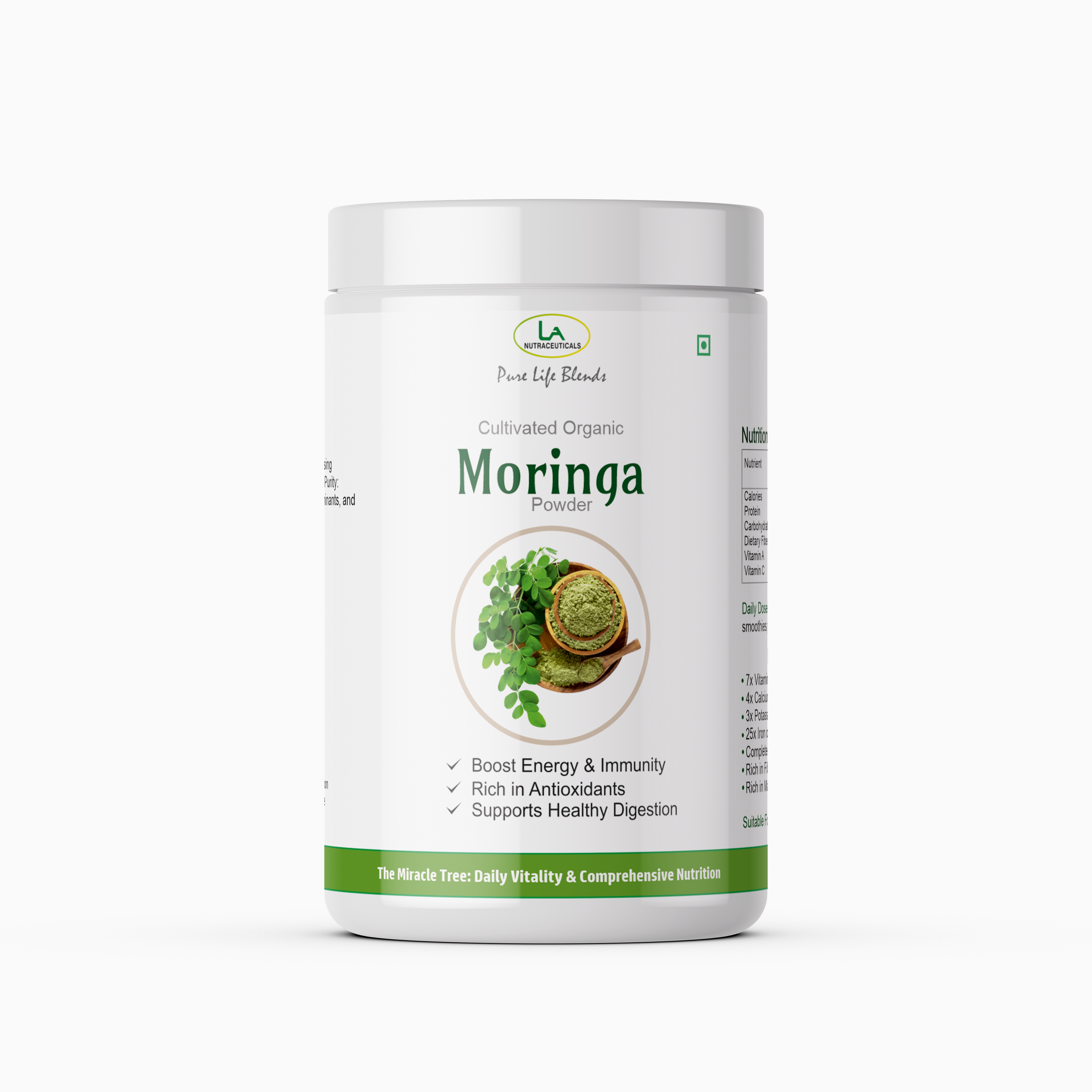 La Nutraceuticals Pure Life Blends Cultivated Organic Moringa Powder