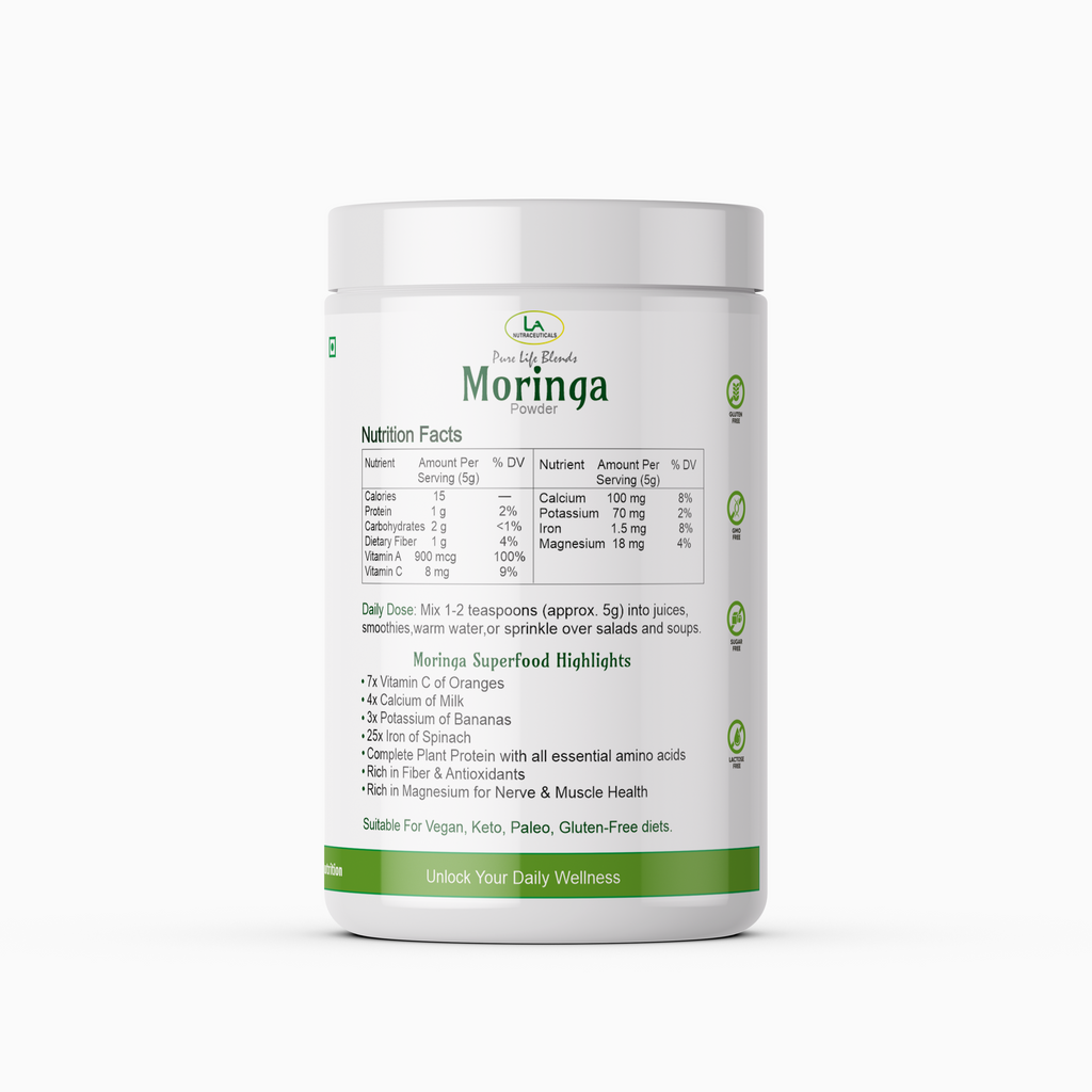 La Nutraceuticals Pure Life Blends Cultivated Organic Moringa Powder