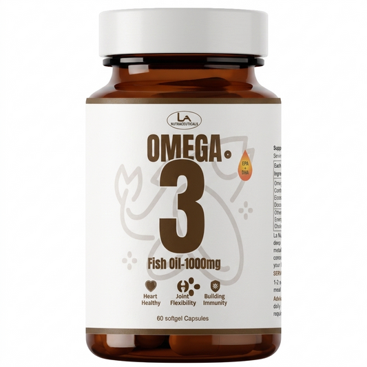 Omega 3 Fish Oil 1000mg | 180mg EPA and 120mg DHA | Brain and Eye Health | 60 Softgel Capsules