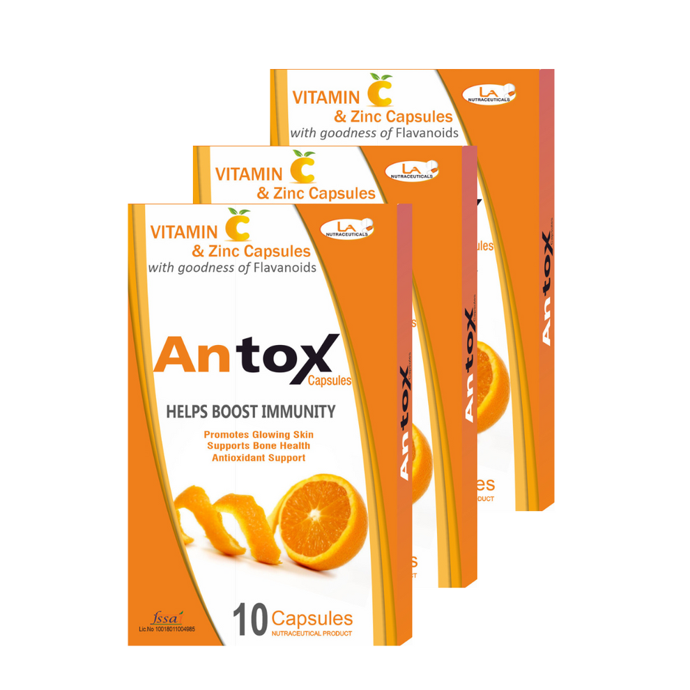 Antox Capsules - Vitamin C, Zinc & Bioflavonoids India – La Nutraceuticals