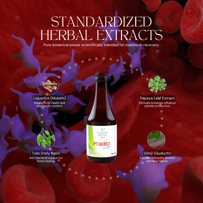 PT Boost Syrup - Platelets Booster with Giloy, Papaya and Tulsi Extracts - 200ml