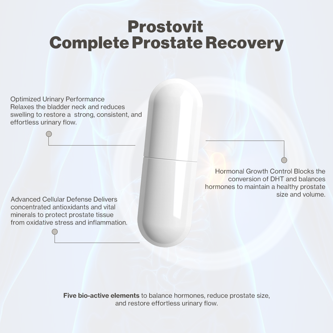 Prostovit | 30 Capsules | Beta-sitosterol, Nettle Leaf Extract, Pygeum and Pumpkin Seeds | Prostrate Care and Hair Growth