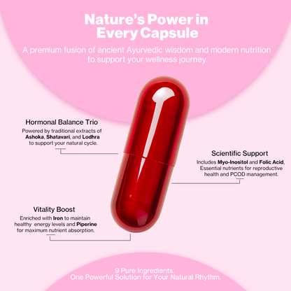 Rubitone Capsules | PCOD & PCOS Support | Balanced and Better Cycle | Complete Women Wellness | 30 Capsules