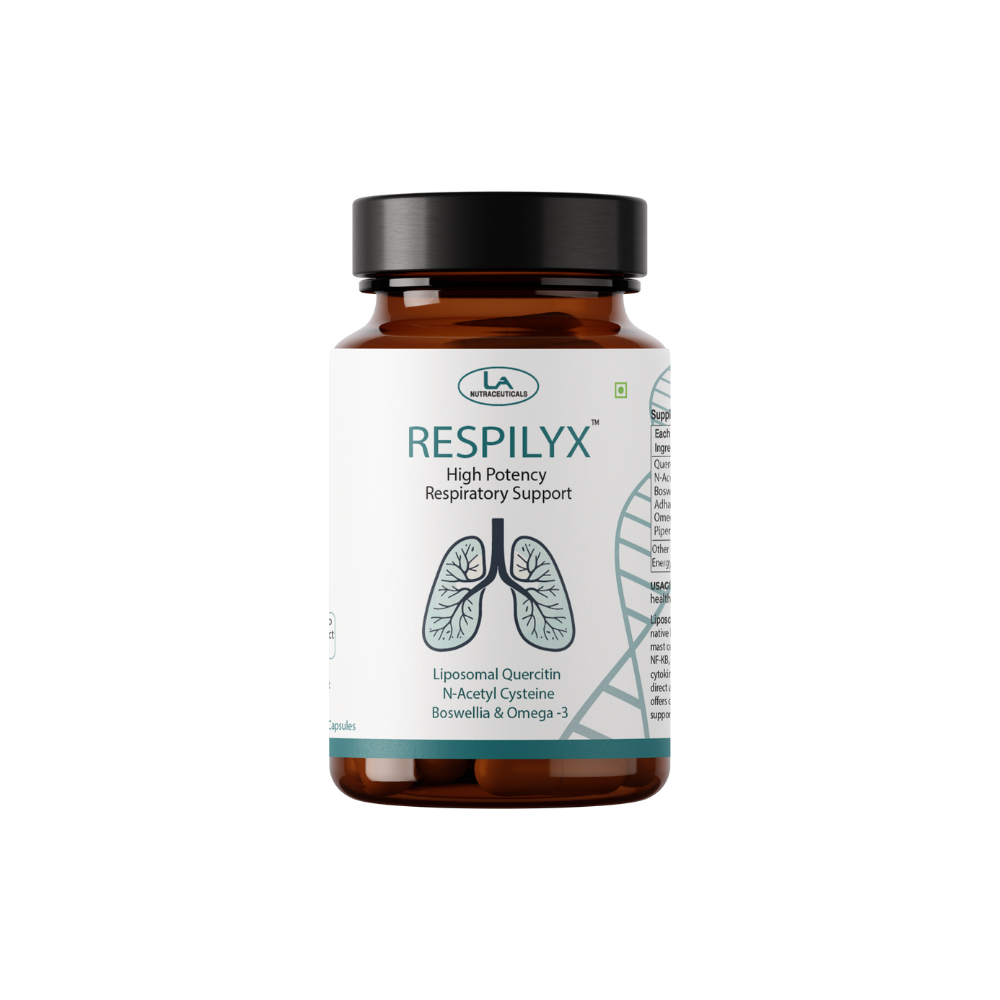 RESPILYX™ | Respiratory Support Complex | Quercitin , NAC, Boswellia, Omega-3 & Vitamin D3 | 30 Capsules