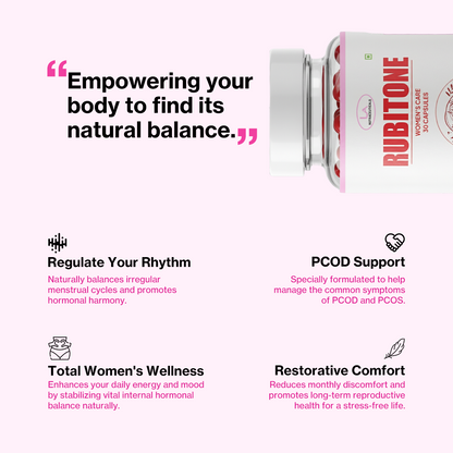 Rubitone Capsules | PCOD & PCOS Support | Balanced and Better Cycle | Complete Women Wellness | 30 Capsules