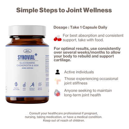 SYNOVIAL PLUS | Glucosamine Choindroitin & MSM | Supports Bones and Joint Pain | 60 Capsules