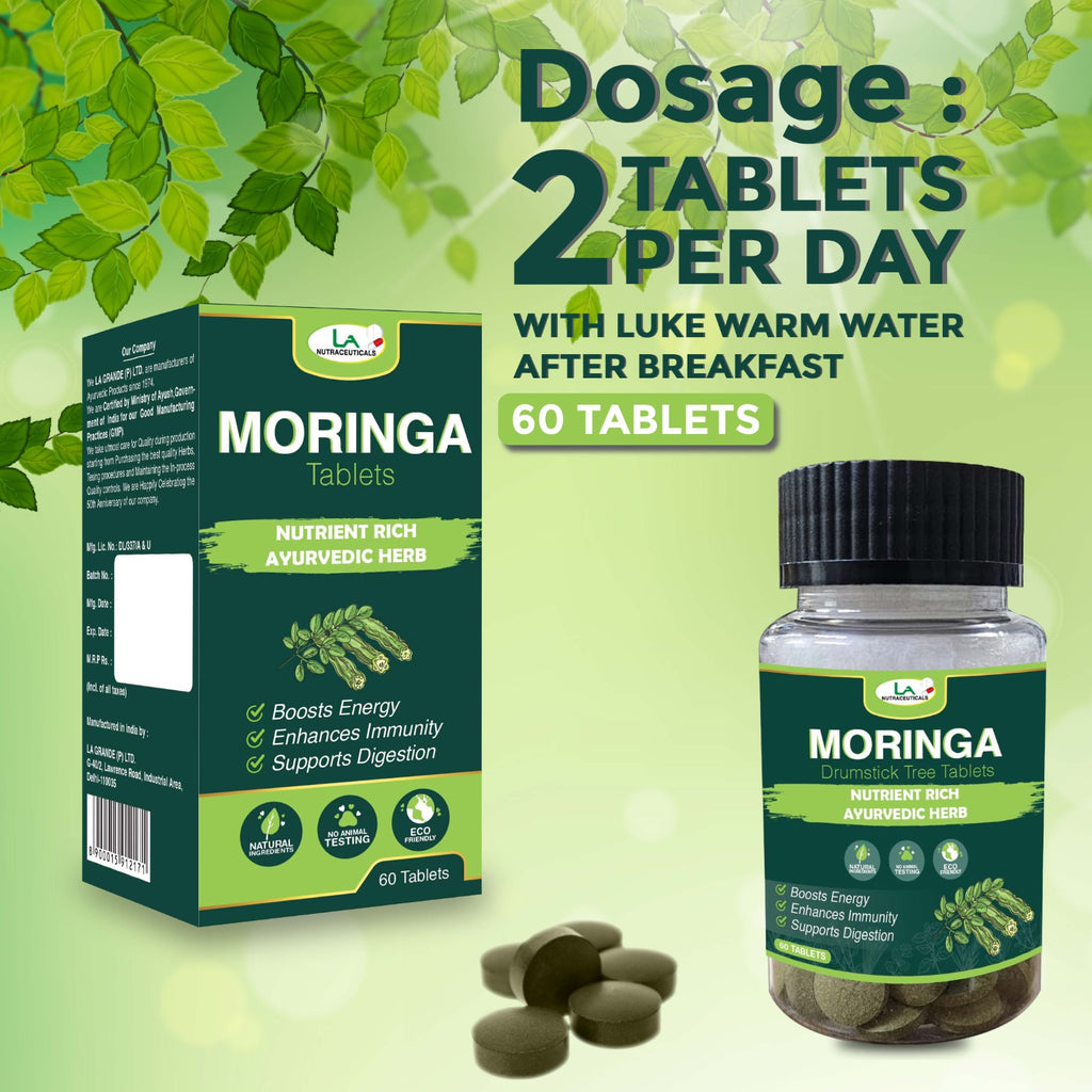Moringa Tablets - 60 Tablets - Supports Digestion, Boosts Energy and Enhances Immunity
