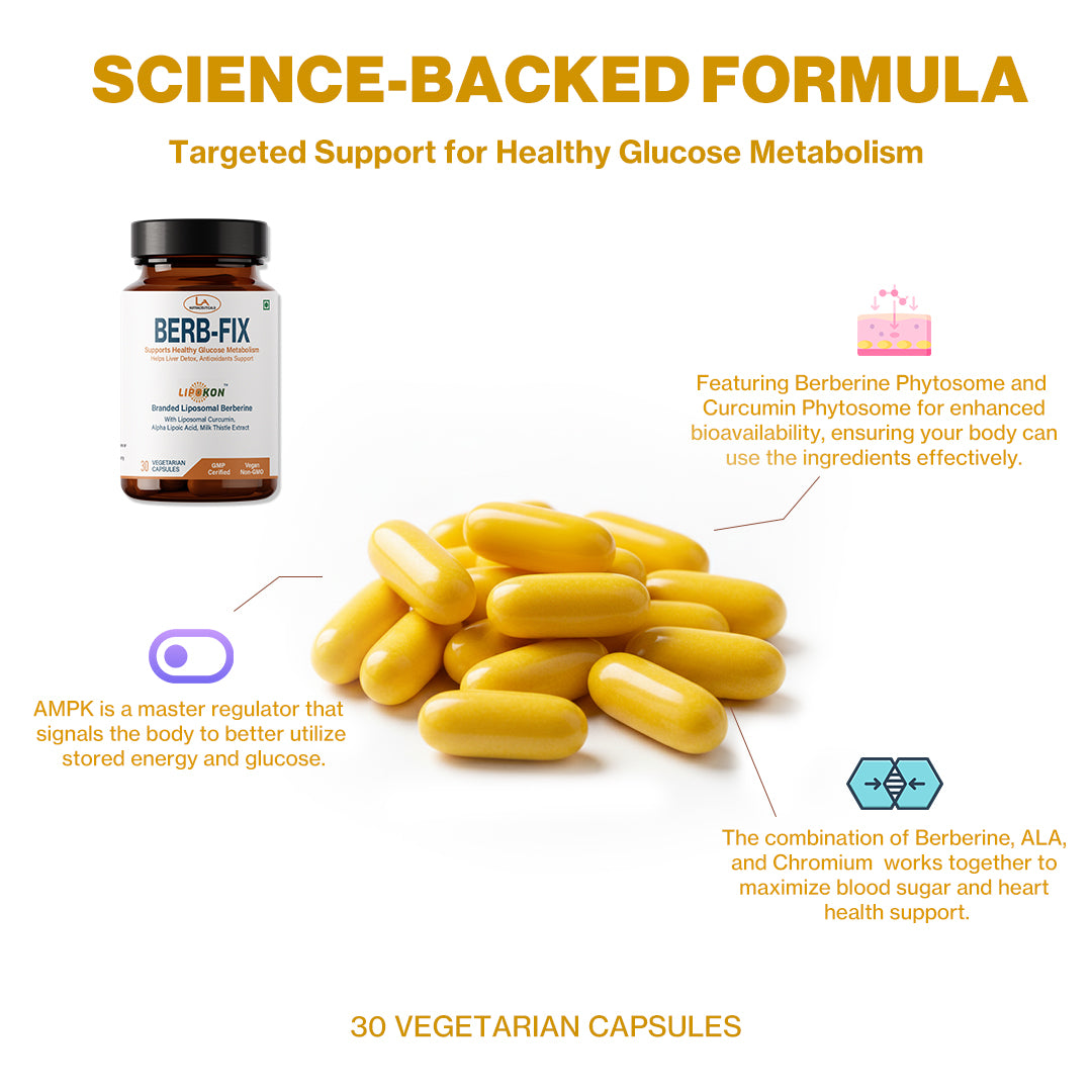 Berb-Fix Capsules | Science Backed Formula for Healthy Glucose Metabolism | 30 Capsules