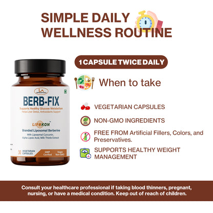 Berb-Fix Capsules | Science Backed Formula for Healthy Glucose Metabolism | 30 Capsules