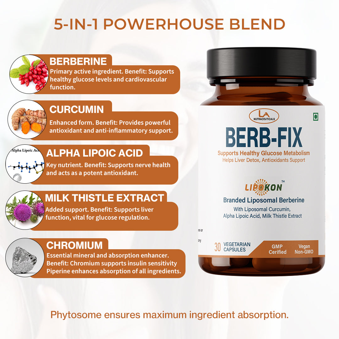 Berb-Fix Capsules | Science Backed Formula for Healthy Glucose Metabolism | 30 Capsules