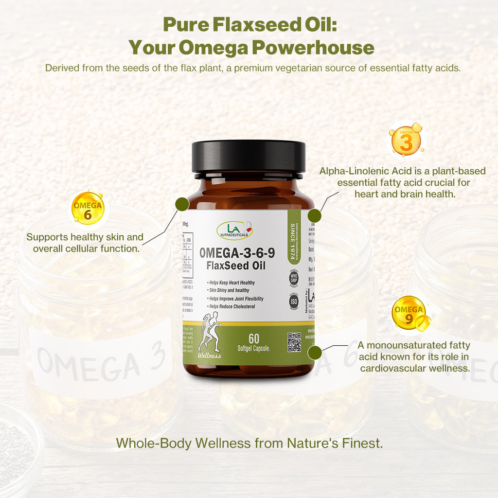 Cold‑Pressed Flaxseed Oil | Omega 3‑6‑9 | 1000mg | 60 Softgels