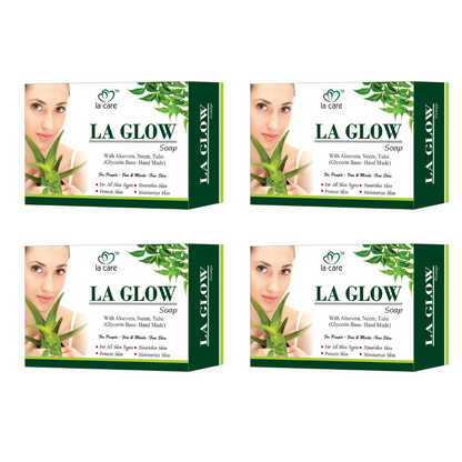 La Glow Soap with Aloevera, Neem, Tulsi - For All Skin Types - Pack of 4