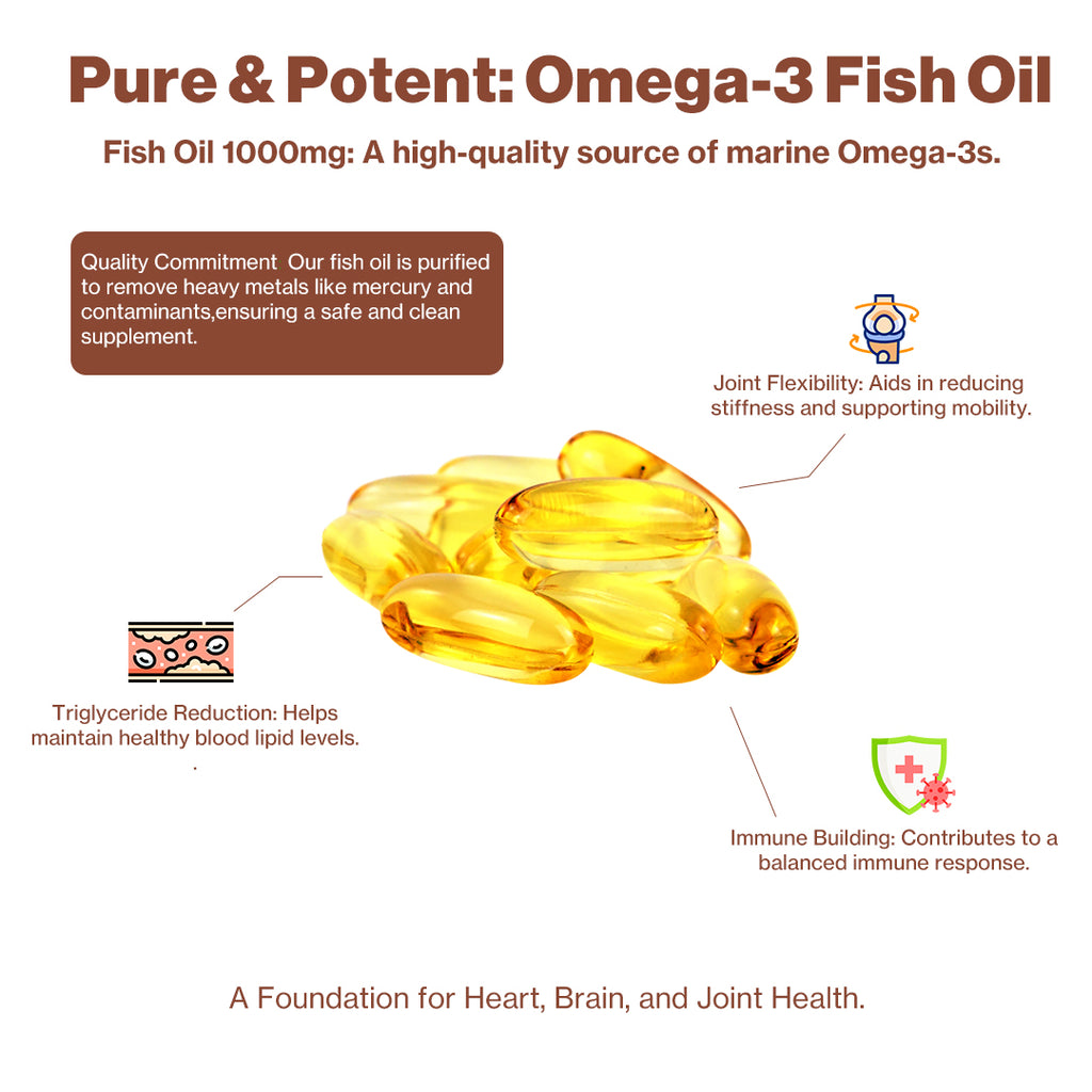Omega 3 Fish Oil 1000mg with 180mg EPA and 120mg DHA | 60 Softgel Capsules