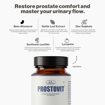 Prostovit | 30 Capsules | Beta-sitosterol, Nettle Leaf Extract, Pygeum and Pumpkin Seeds | Prostrate Care and Hair Growth